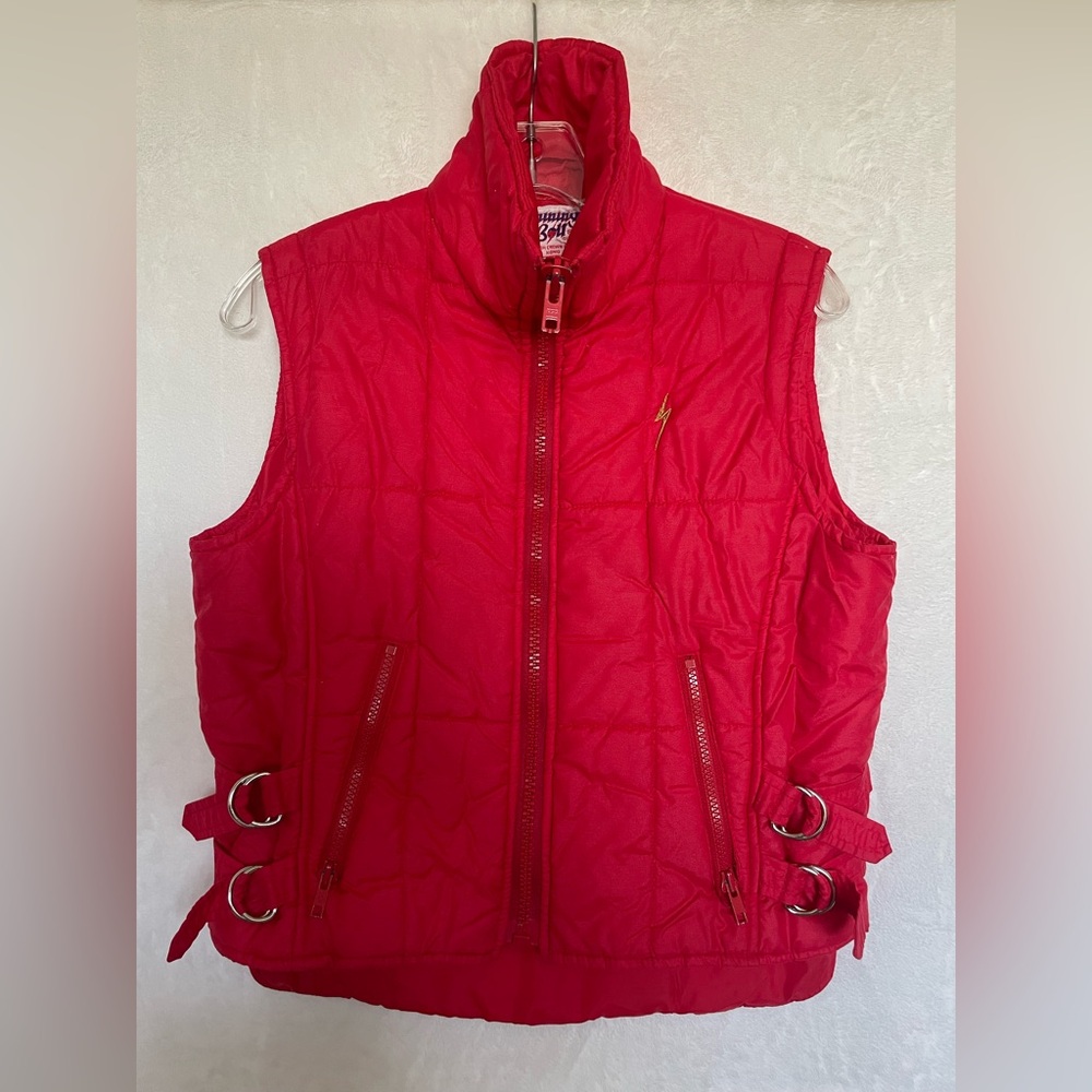 Vibrant Red Quilted Vest with Adjustable Waist
